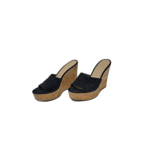 Veronica Beard Dali Black Cork Wedge Heels - Picture 5 of 7